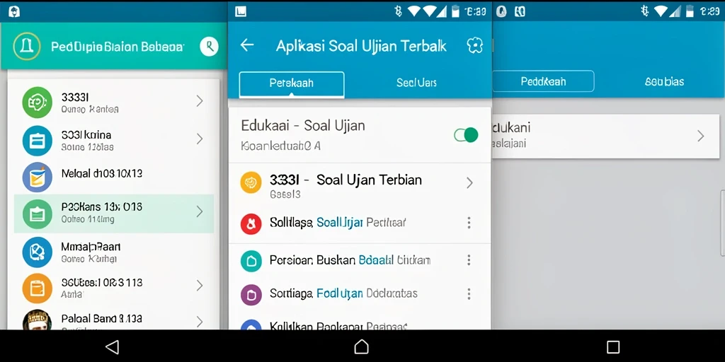 Tampilan antarmuka aplikasi Soal Ujian 333I yang intuitif.
