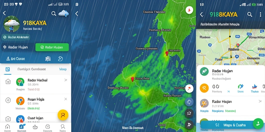 Antarmuka <strong>918KAYA</strong> menampilkan peta radar hujan secara real-time.