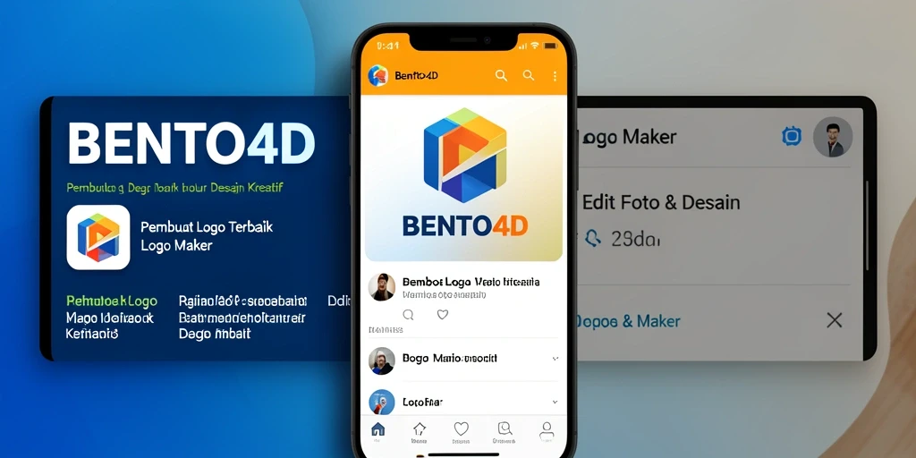 Antarmuka aplikasi BENTO4D untuk pembuatan logo yang intuitif dan modern.