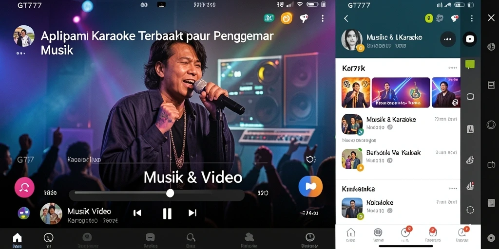 Tampilan antarmuka GT777 yang menarik dengan fitur karaoke.