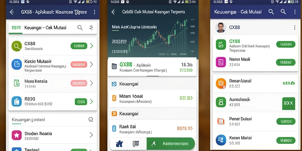 Tampilan antarmuka GX88 saat cek mutasi transaksi keuangan.