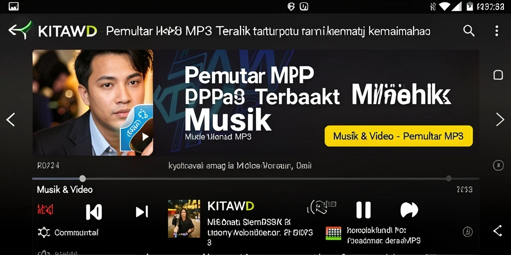 Antarmuka aplikasi KITAWD Pemutar MP3 yang menarik dan fungsional.