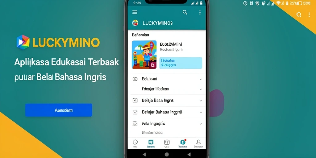 Tampilan antarmuka pengguna LUCKYMINO saat belajar Bahasa Inggris.