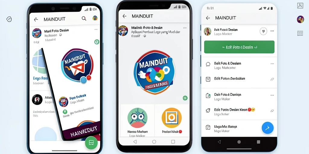Antarmuka aplikasi MAINDUIT dengan fitur pembuat logo yang interaktif.