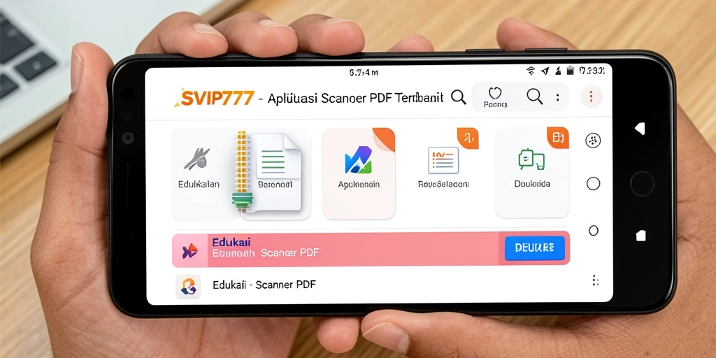 Tampilan antarmuka aplikasi SVIP777 untuk fungsi Scanner PDF yang user-friendly.