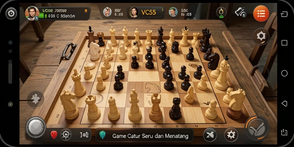 Antarmuka menarik VC55 dengan papan Catur yang elegan dan fitur intuitif.