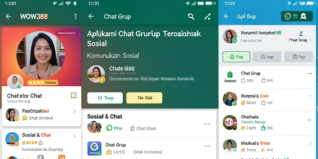 Tampilan utama WOW388 dengan antarmuka chat grup yang interaktif.